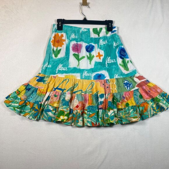 Jams World Dreamcicle Fleur Floral Print Skirt Size M Rayon Made in Hawaii Boho - Picture 2 of 9